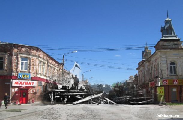 Место баррикады на улице Саратовской (Октябрьской)