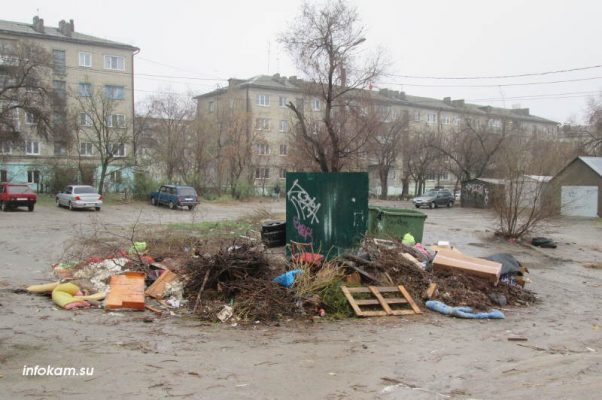 Камышин. Мусорные стоянки во дворах на улице Ленина (20 апреля)