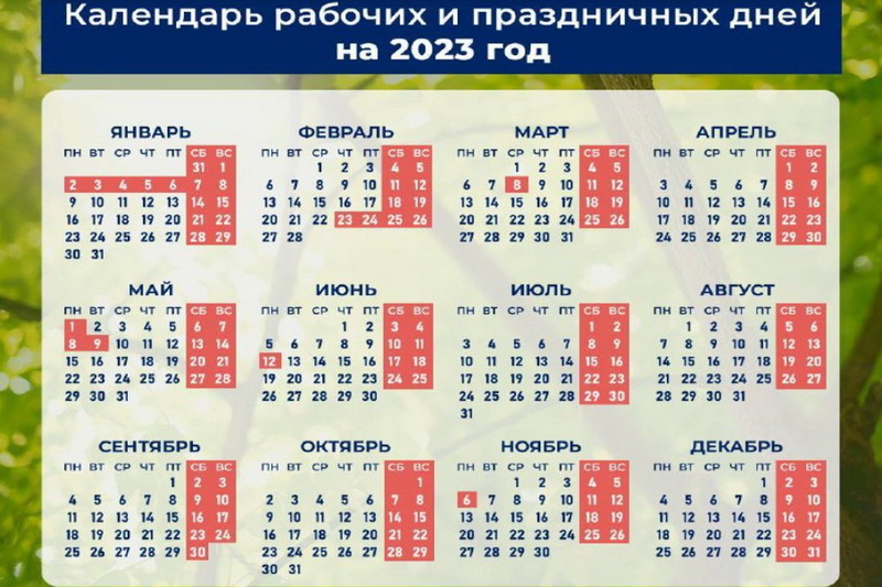 Опубликован календарь выходных и праздничных дней в 2023 году — Инфокам