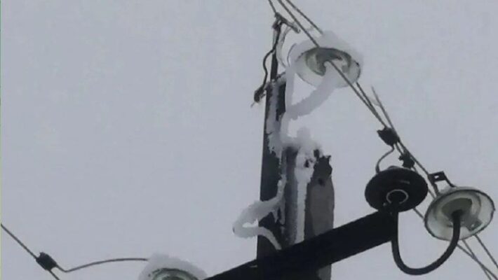 лед, зима, ЛЭП